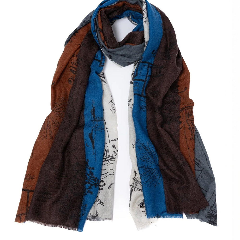 
                  
                    Lalela silk and cashmere brown, blue, white and gray scarf
                  
                