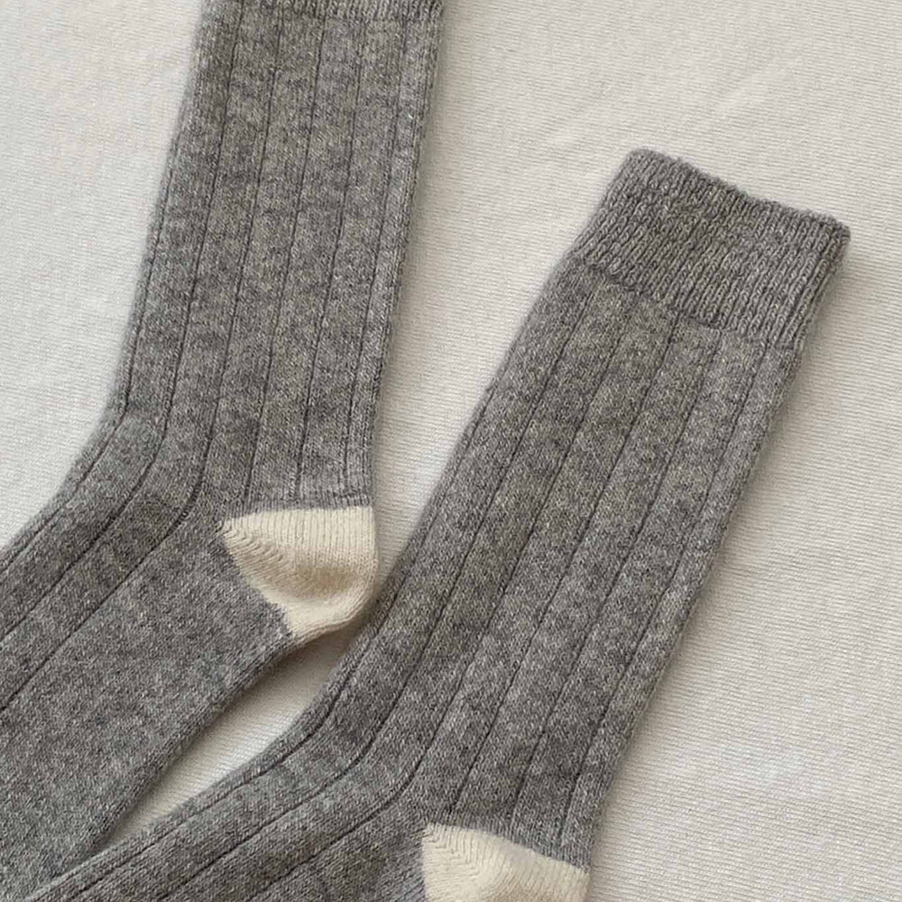 
                  
                    Detailed shot of ribbed cashmere crew socks
                  
                