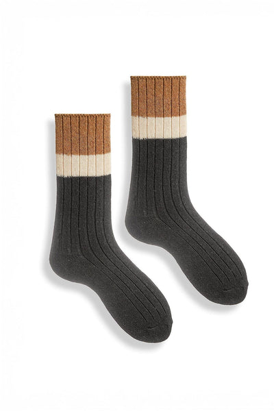 Lisa b. Colorblock Crew Socks - Charcoal