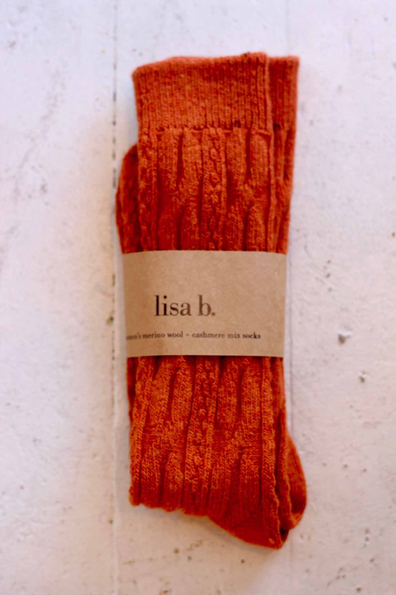 lisa b. Wool Cashmere Cable Crew - Pumpkin
