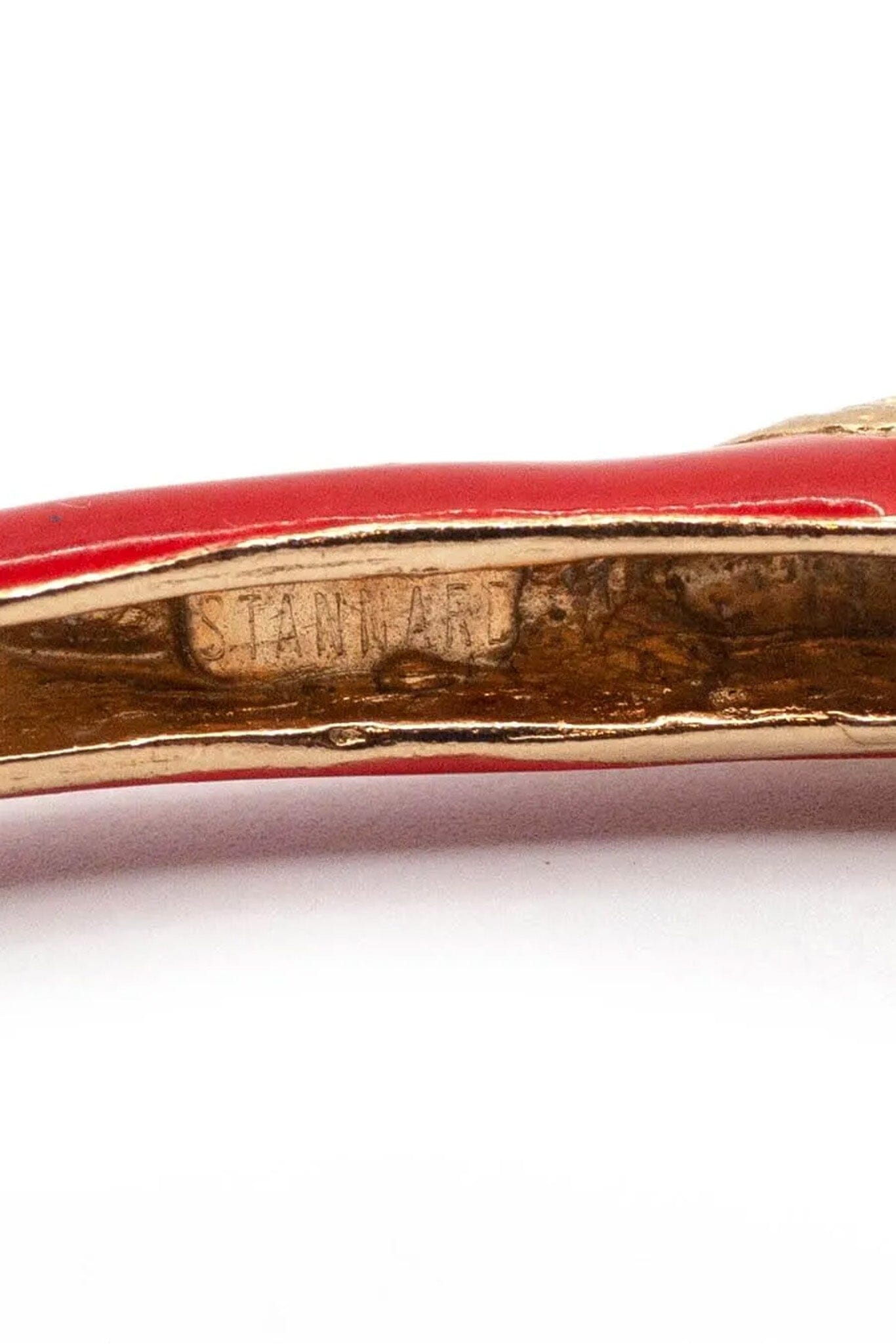 Close-up of a Donald Stannard vintage choker showing the interior logo. 