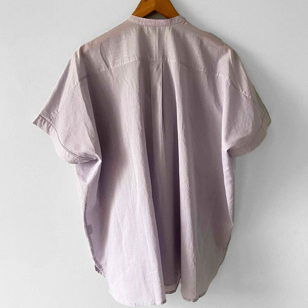Light purple short sleeve cotton blouse