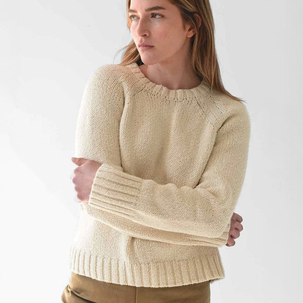 Cream, cotton long sleeve Ines sweater. Designed by M.Patmos in Brooklyn, New York.