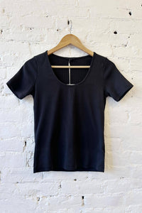 It Is Well LA Short Sleeve Rib Top - Black