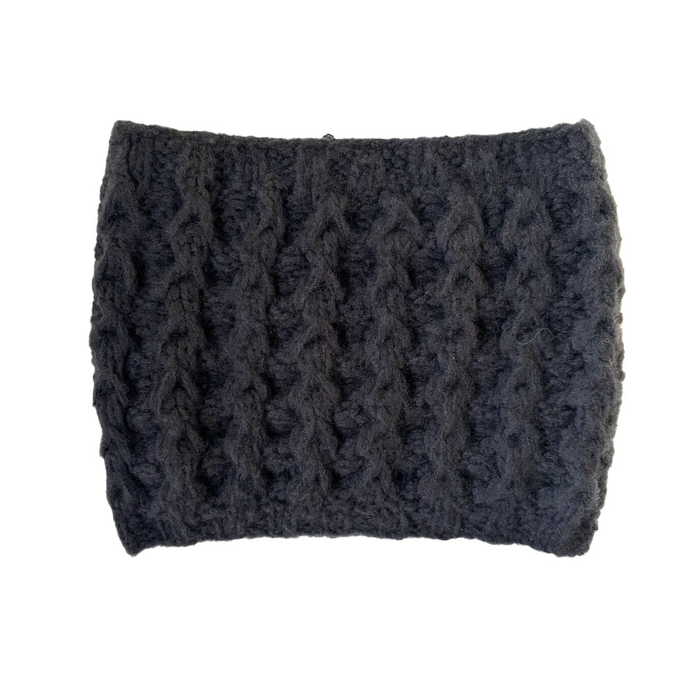 Dark gray knitted headband on a white background