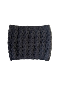 Dark gray knitted headband on a white background