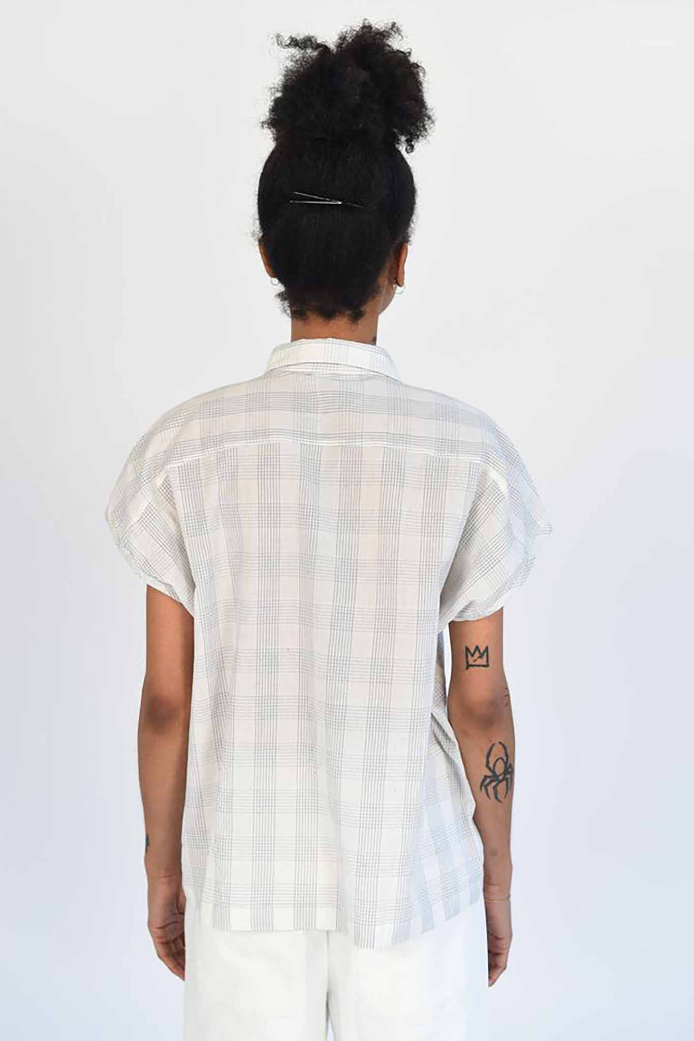 M.PATMOS Milton Collared Top - Ivory Grid