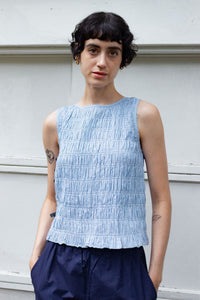M.PATMOS Moore Smocked Top - Blue Stripe