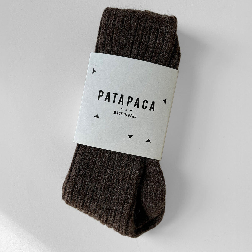 Brown winter socks in Pata Paca packaging