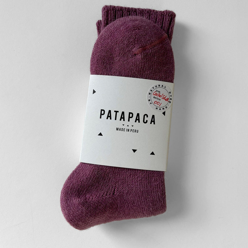 Cochineal winter socks in packaging from Pata Paca