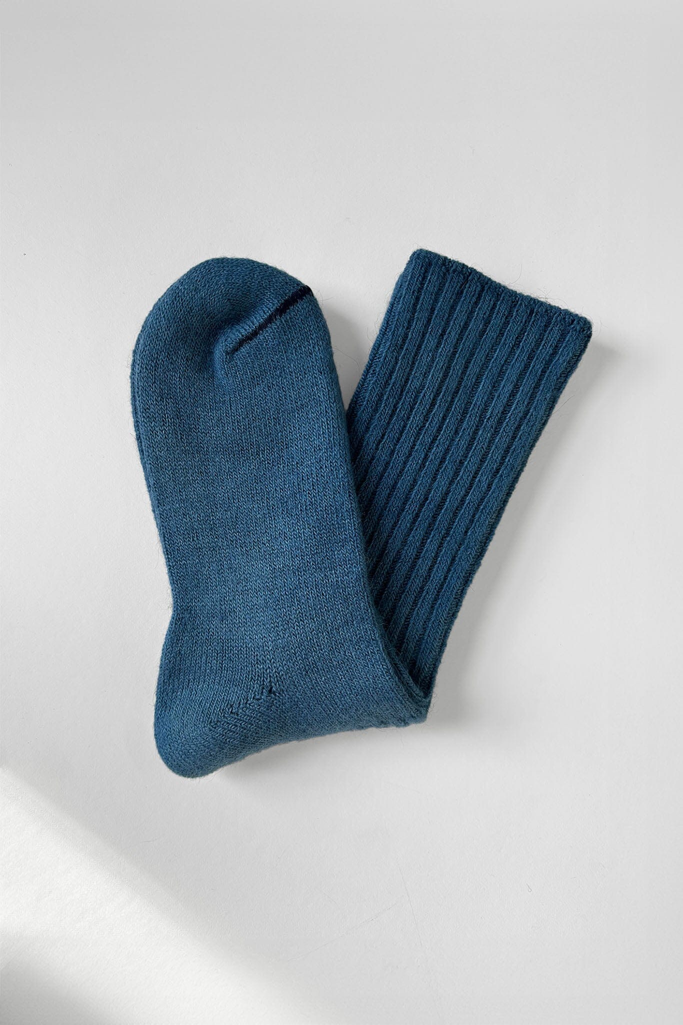 Cozy alpaca socks in indigo blue