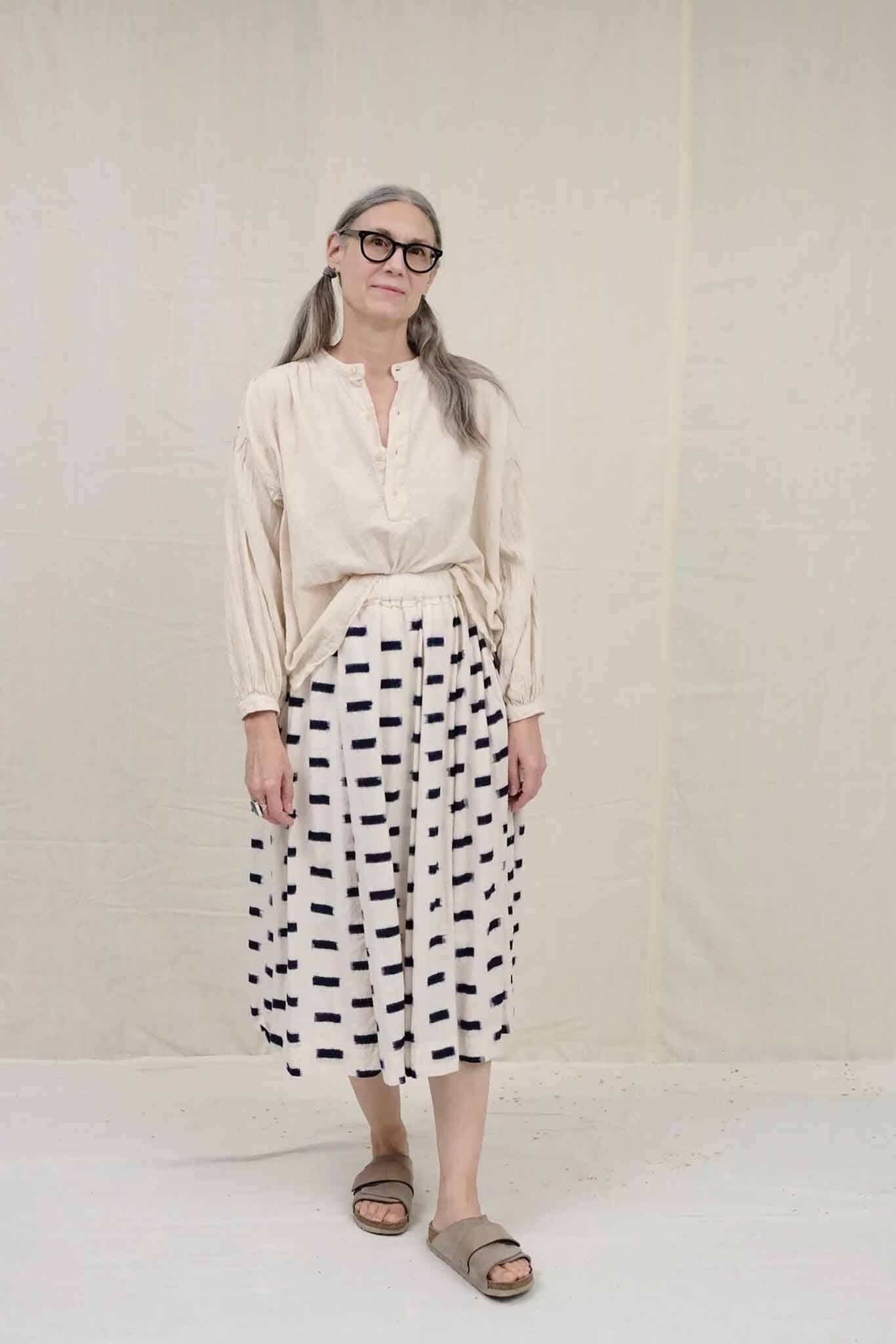 UQNATU Belle Skirt - Natural/Indigo Ikat