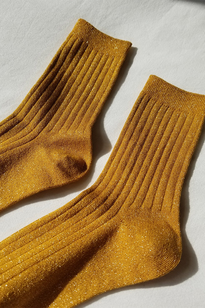 Le Bon Shoppe Her Socks - Mustard Glitter