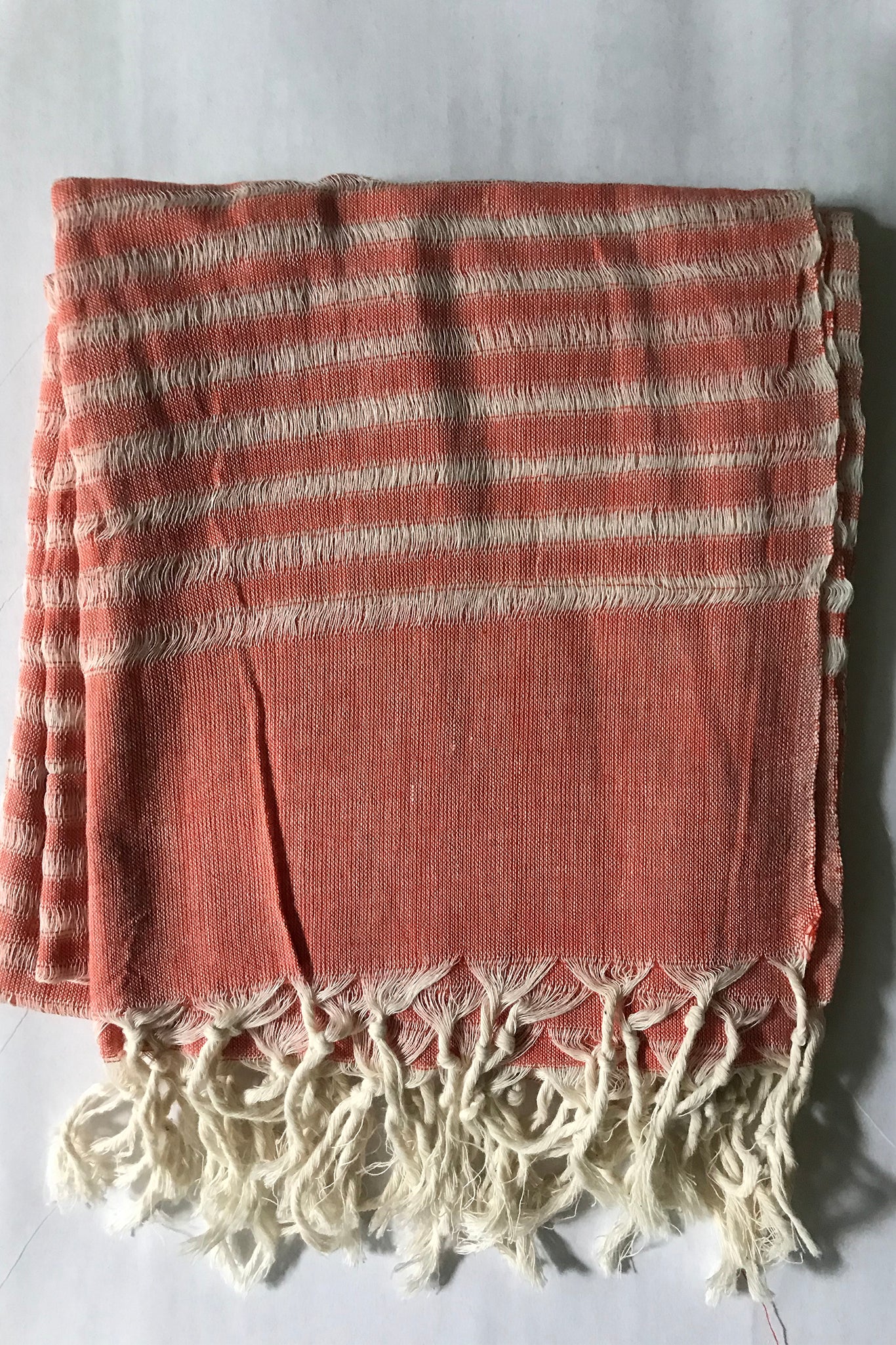 Handloomed Cotton Scarf - Coral