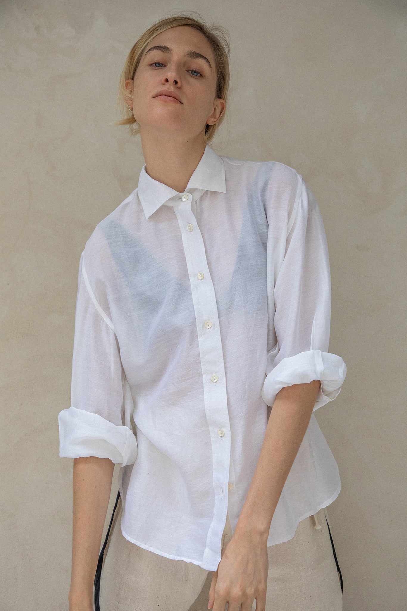 Nymane Hutton Shirt - White Silk Cotton