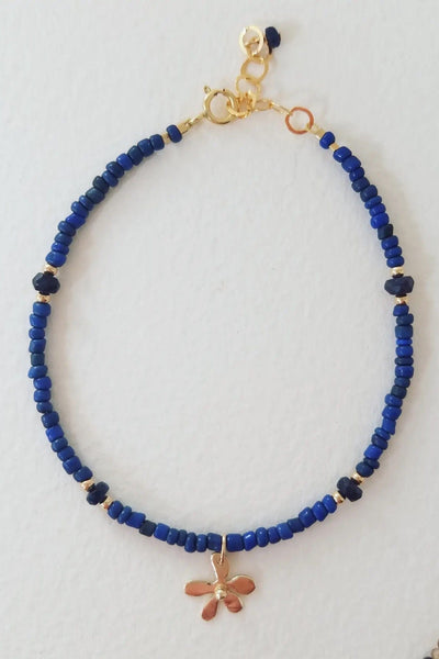 Cobamae Flower Charm Bracelet - Blue