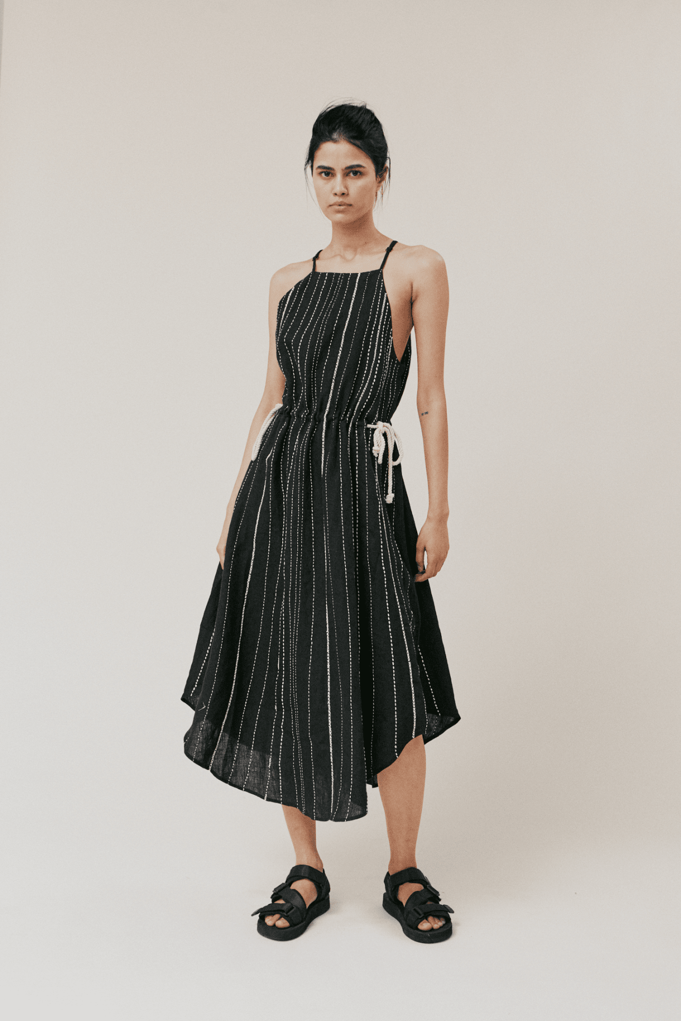 Nymane Lea Dress - Black Linen