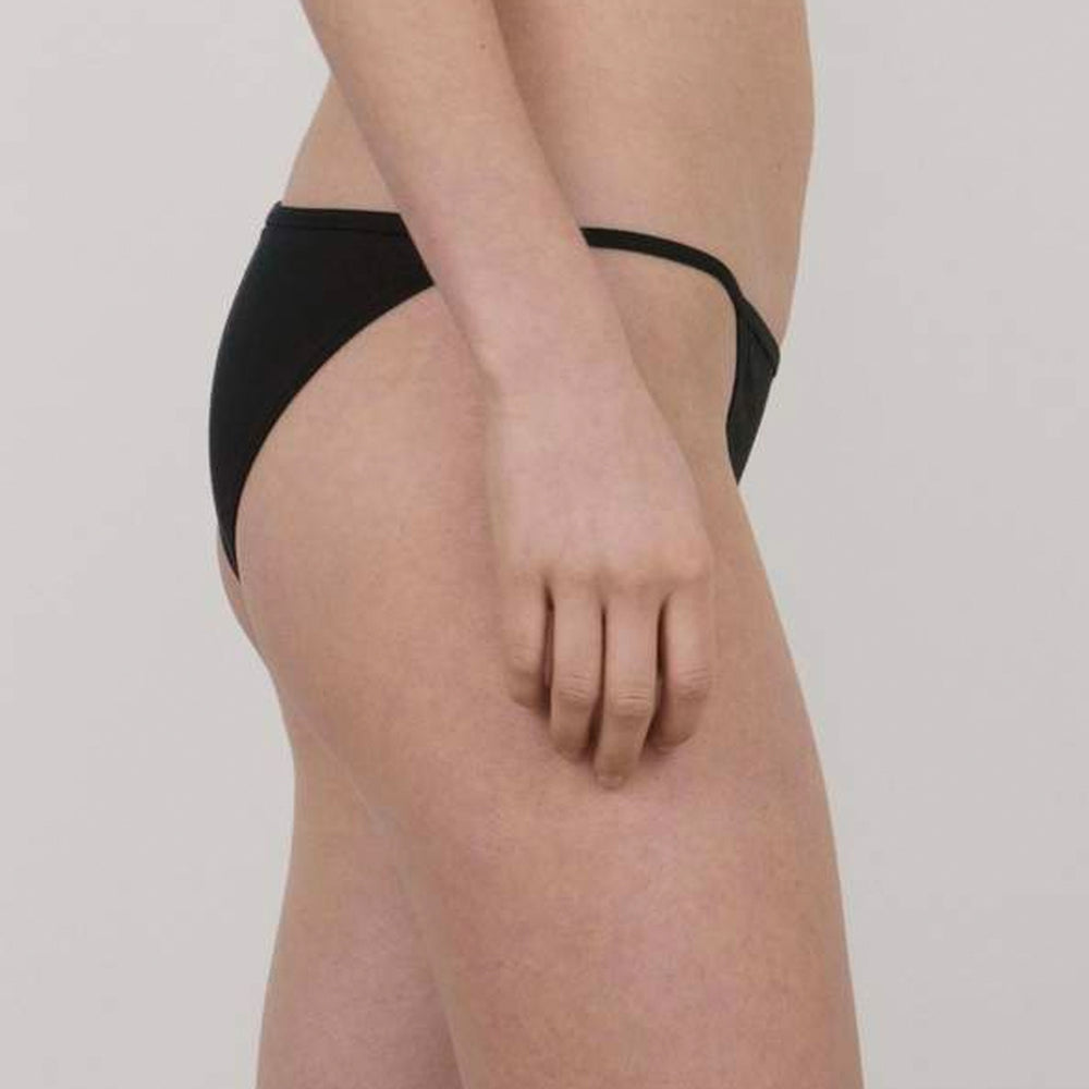 The side of the Oddobody black cotton bikini underwear