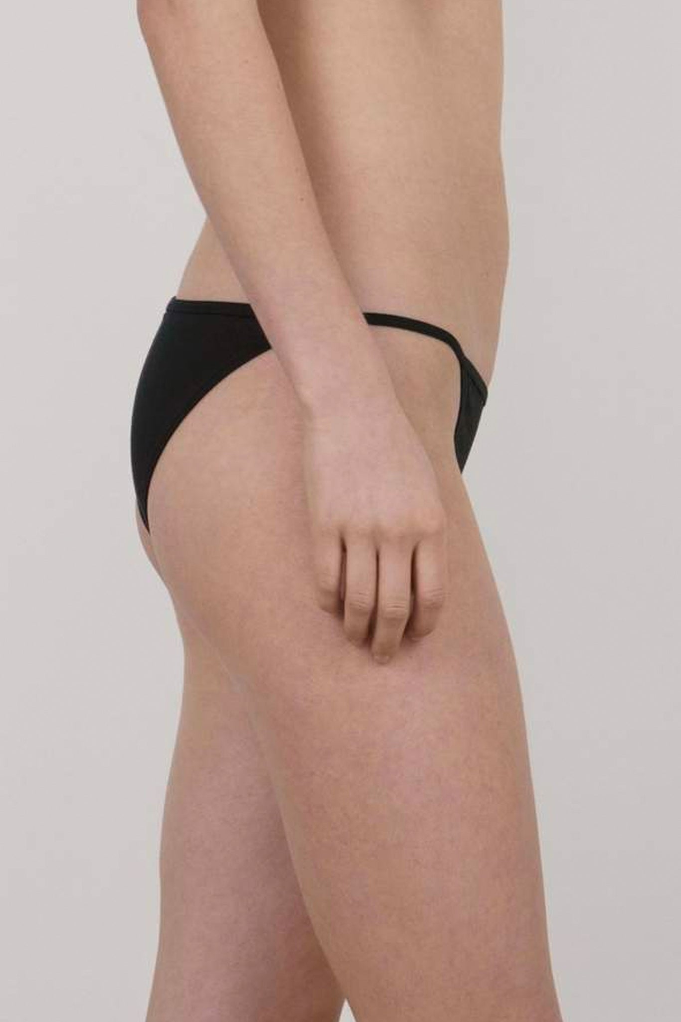 The side of the Oddobody black cotton bikini underwear