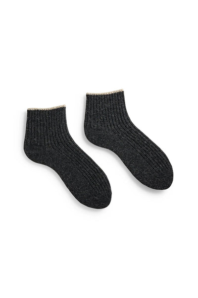 lisa b. Rib Shortie Socks - Charcoal
