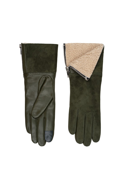 Amato Suede Shearling Glove - Olive