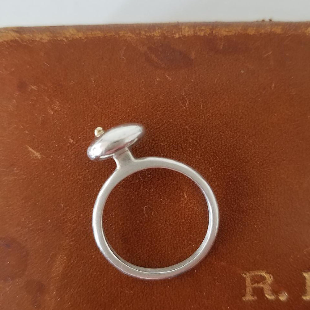 The top view of an organic sterling silver ring handmade in Brooklyn by Cobamae jewelry