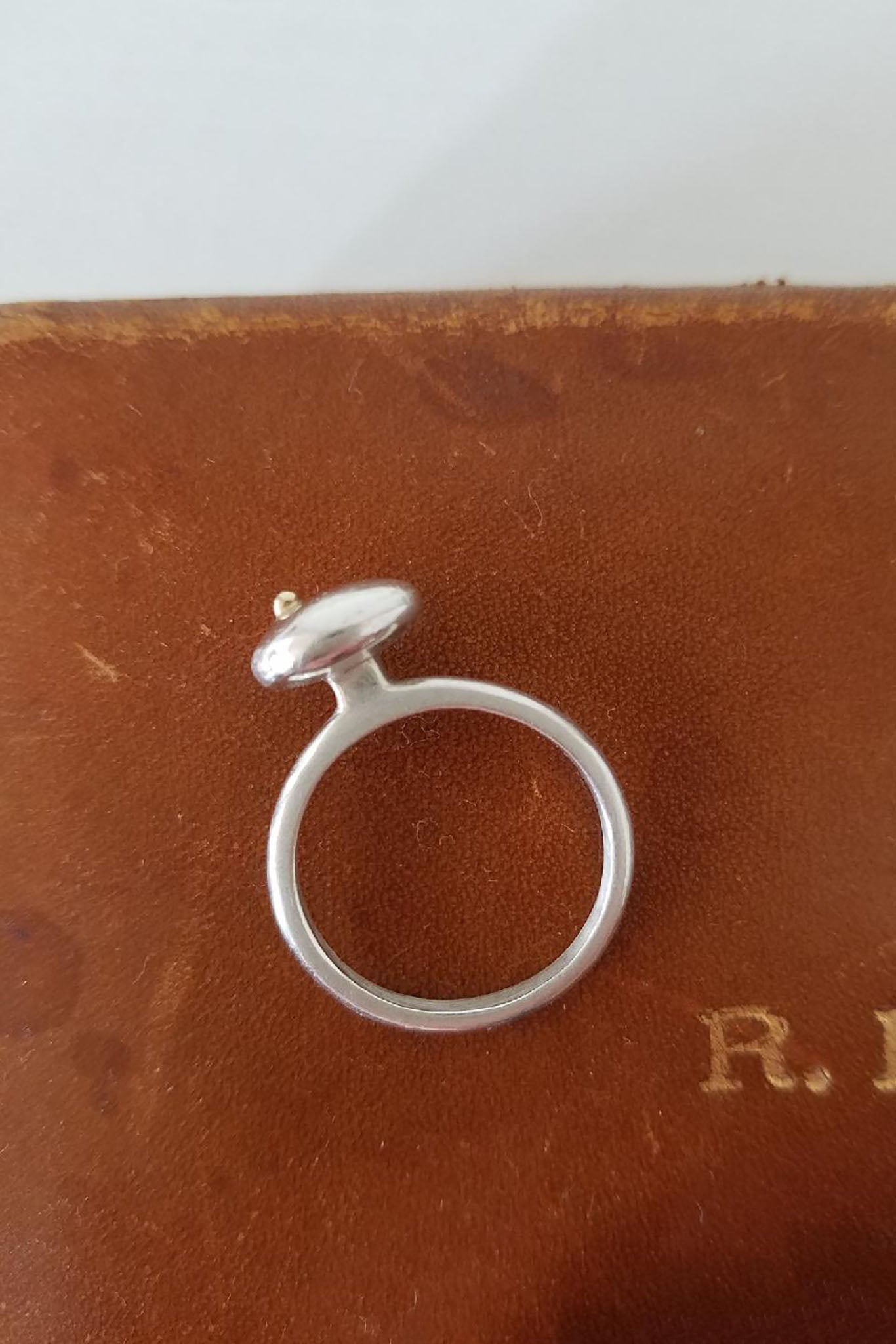 The top view of an organic sterling silver ring handmade in Brooklyn by Cobamae jewelry
