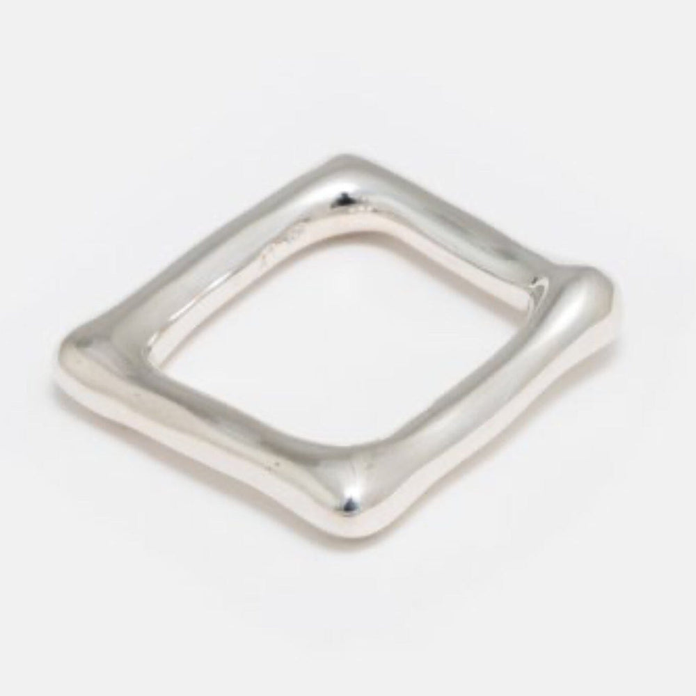 A solid heavy silver square band ring