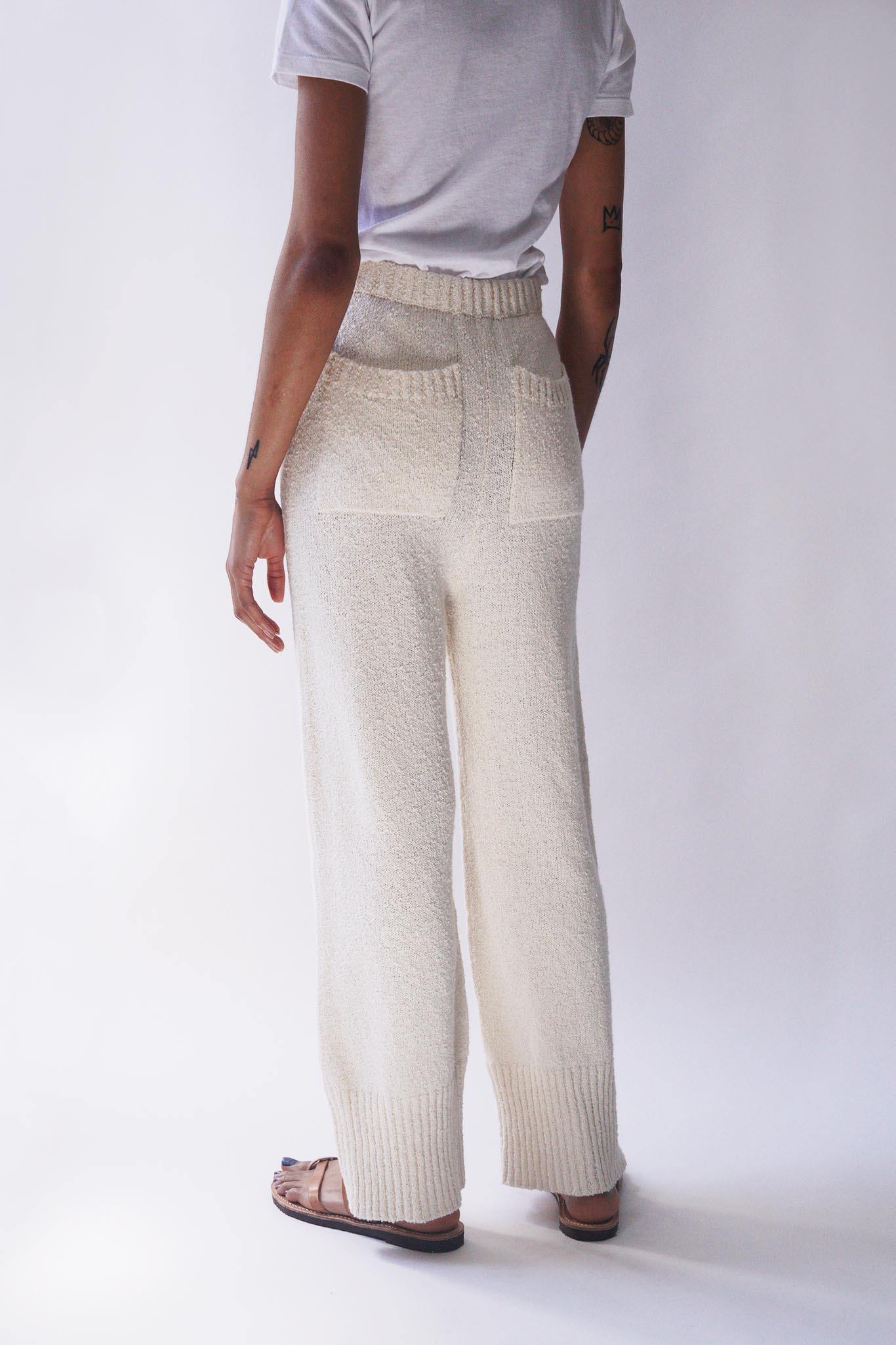 Organic cotton handmade knit pant trousers. Made in Peru. Brooklyn Style.