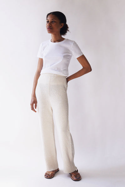Organic cotton handmade knit pant trousers. Made in Peru. Brooklyn Style.
