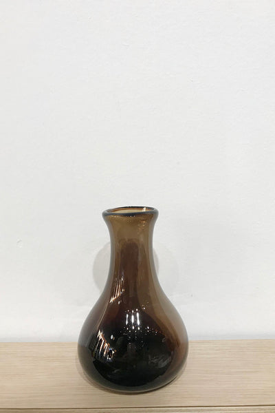 Handblown Glass Vase - Small Brown
