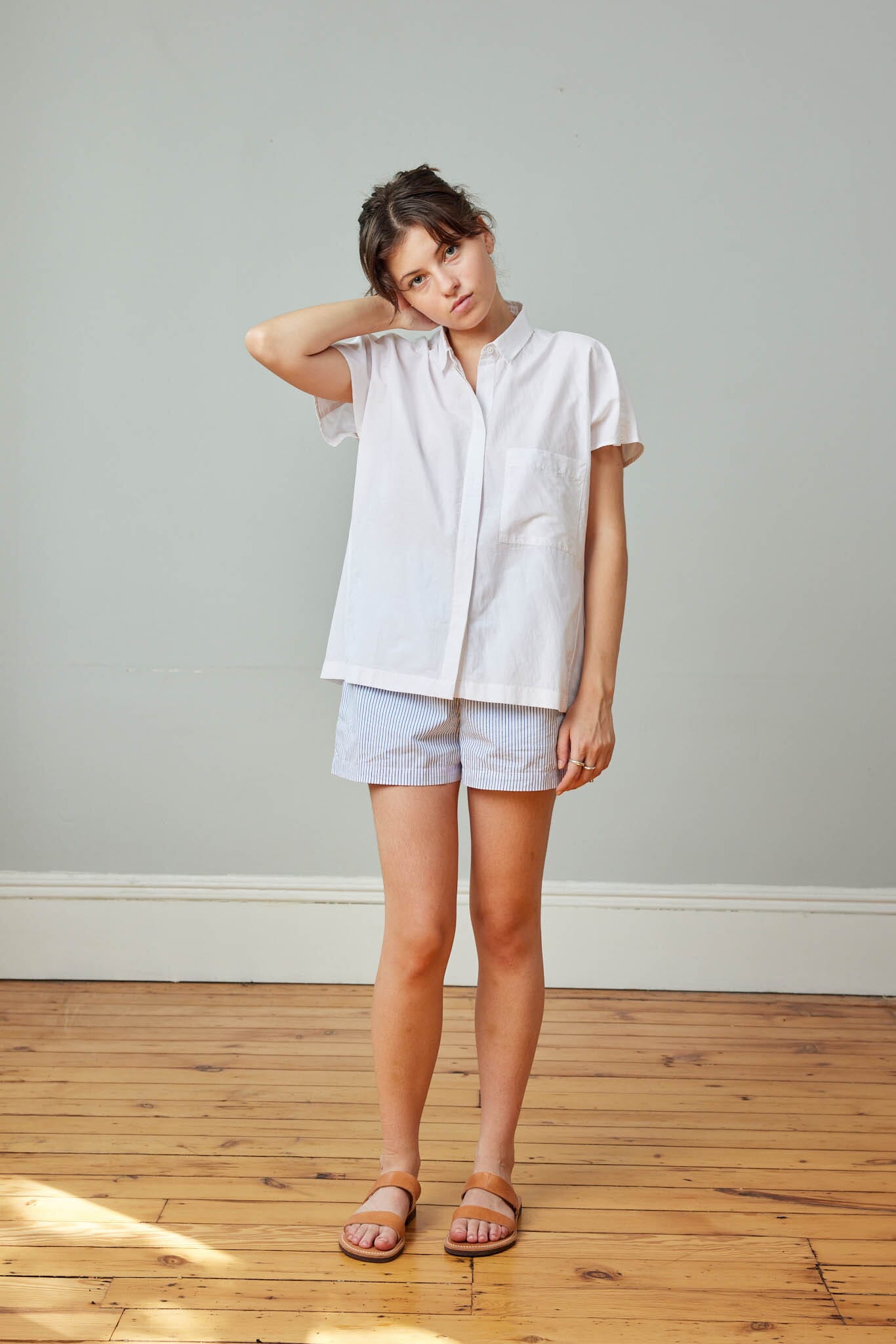 Best summer top. Sleeveless button down cotton silk shirt.