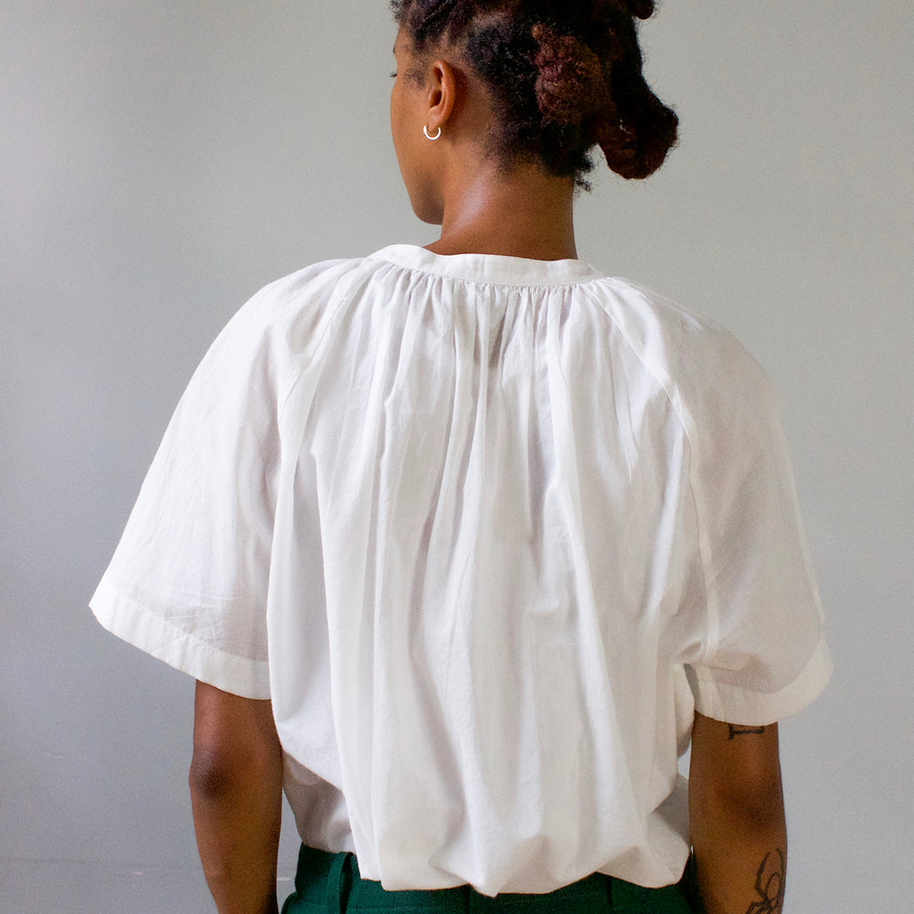 
                  
                    Airy cotton voile short sleeve shirt. Cute summer top.
                  
                